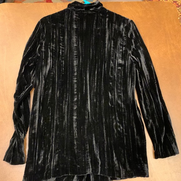 TopShop Black Crushed Velvet Blazer Jacket Cardigan Womens Small Size 6 - Picture 2 of 4